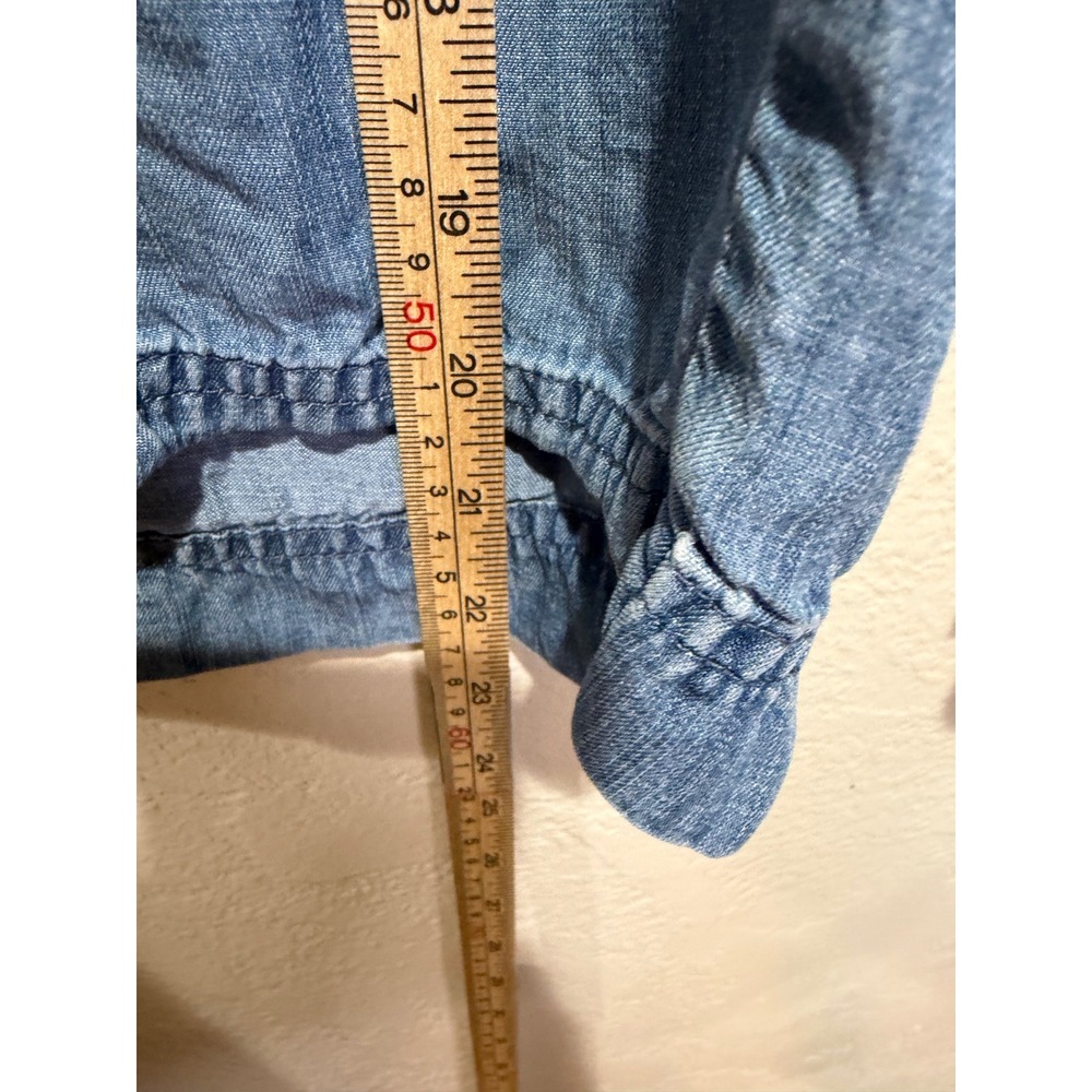 Splendid Women Blue Lyocell Chambray Wide Leg Cropped Drawstring Pants Small - Picture 5 of 7